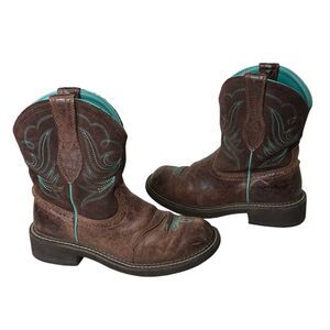 Ariat Fatbaby Women 7B Heritage Dapper Brown Leather Western Boot Cowgirl Stitch